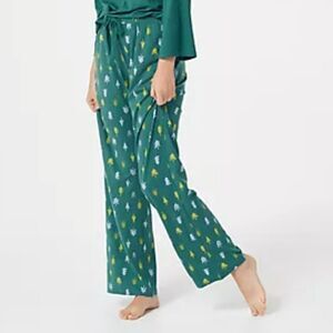 Any Body Green Pajama Pants Tree Print Size Medium